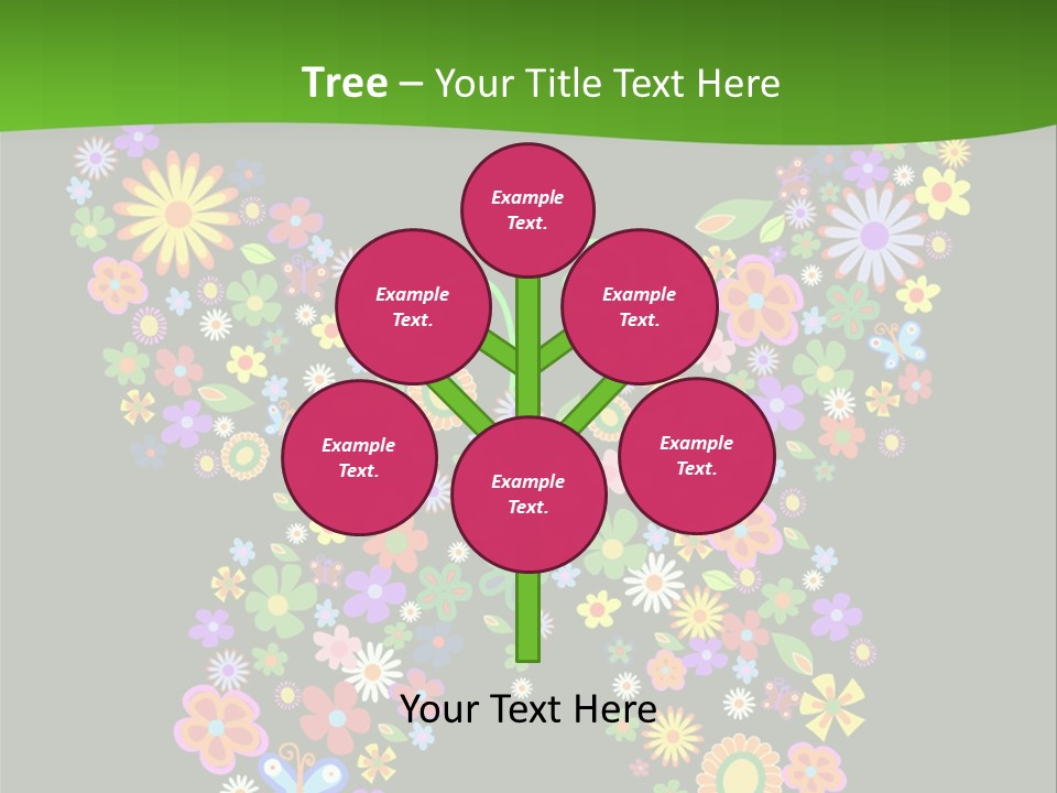 A Colorful Butterfly Made Up Of Flowers On A Black Background PowerPoint Template