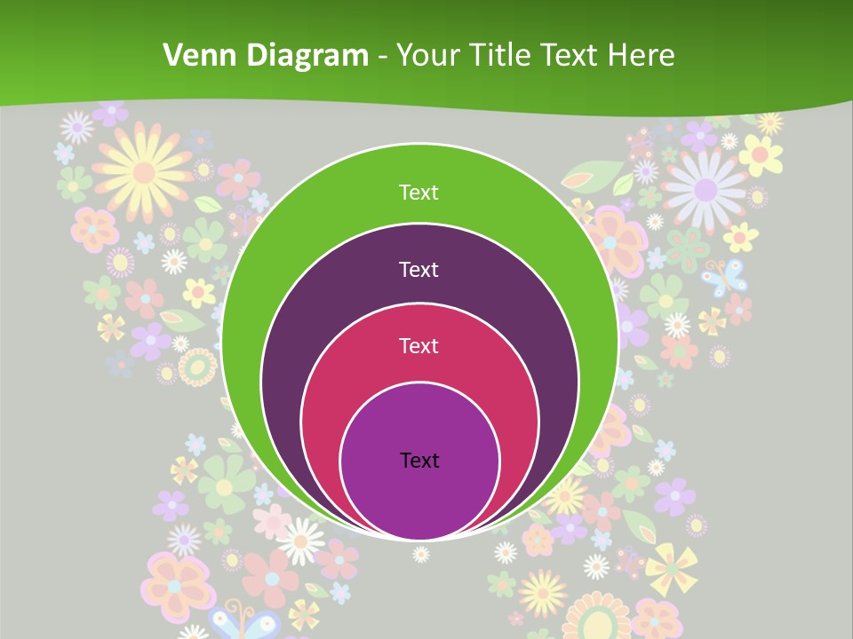 A Colorful Butterfly Made Up Of Flowers On A Black Background PowerPoint Template