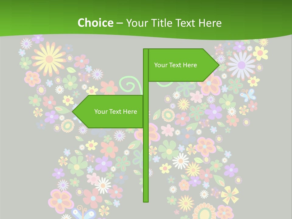 A Colorful Butterfly Made Up Of Flowers On A Black Background PowerPoint Template