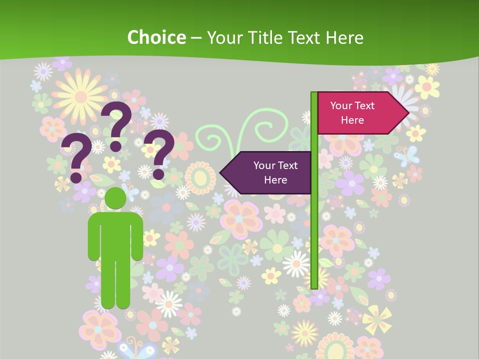 A Colorful Butterfly Made Up Of Flowers On A Black Background PowerPoint Template