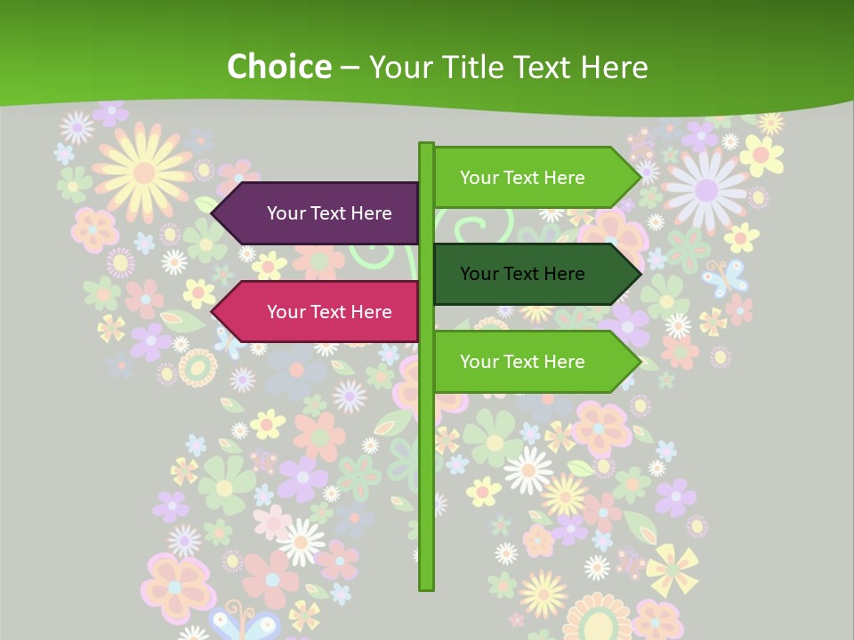 A Colorful Butterfly Made Up Of Flowers On A Black Background PowerPoint Template