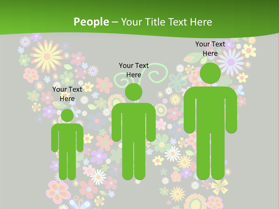 A Colorful Butterfly Made Up Of Flowers On A Black Background PowerPoint Template