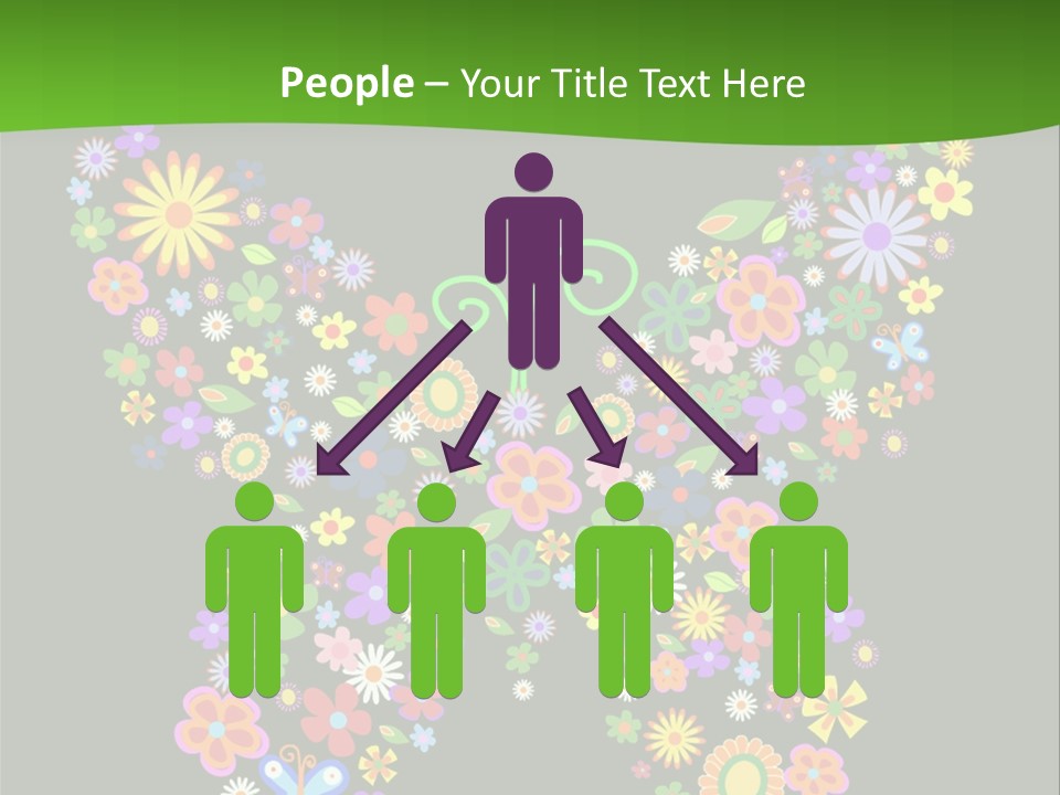 A Colorful Butterfly Made Up Of Flowers On A Black Background PowerPoint Template