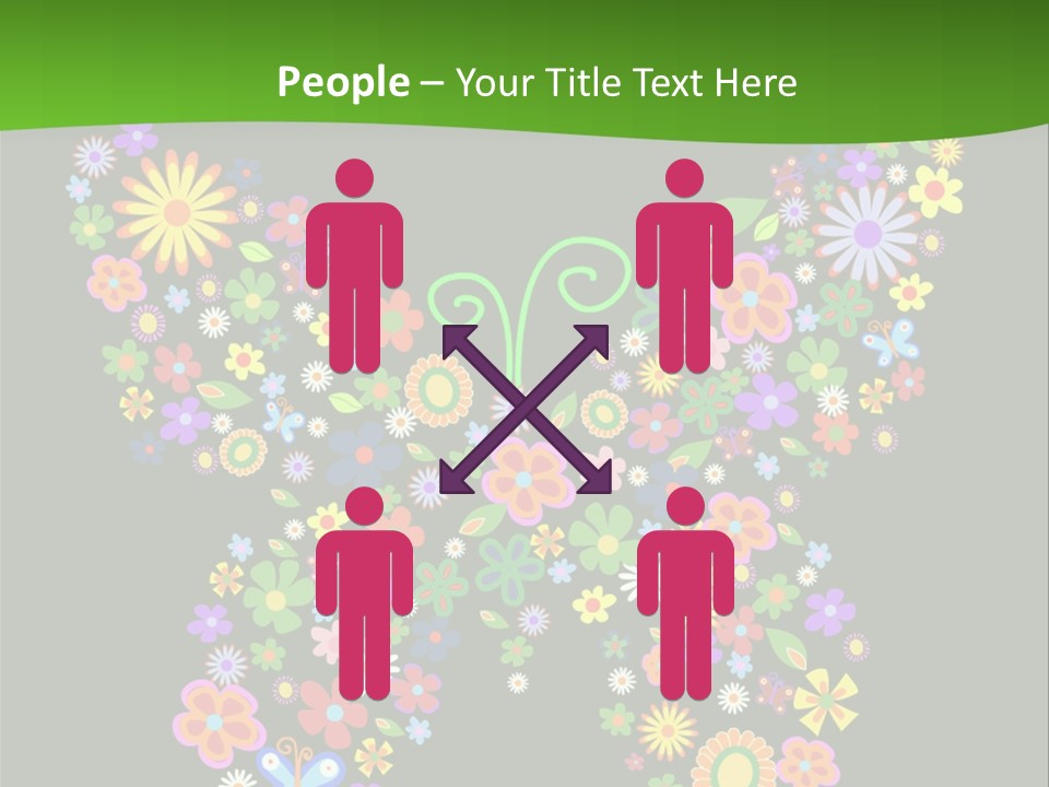 A Colorful Butterfly Made Up Of Flowers On A Black Background PowerPoint Template