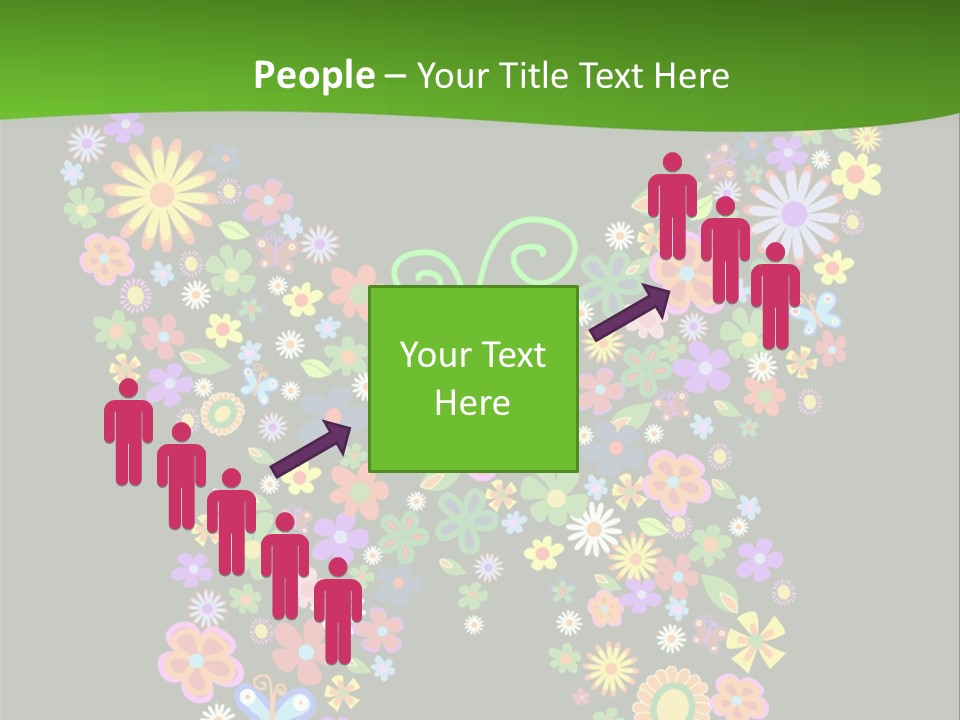 A Colorful Butterfly Made Up Of Flowers On A Black Background PowerPoint Template