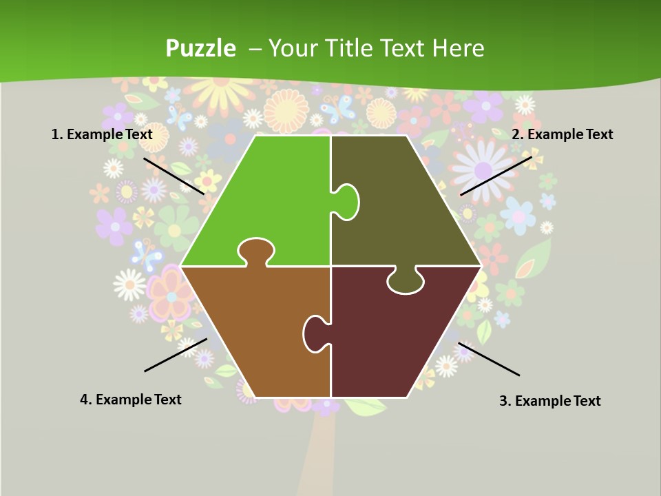 White Decoration Leaf PowerPoint Template