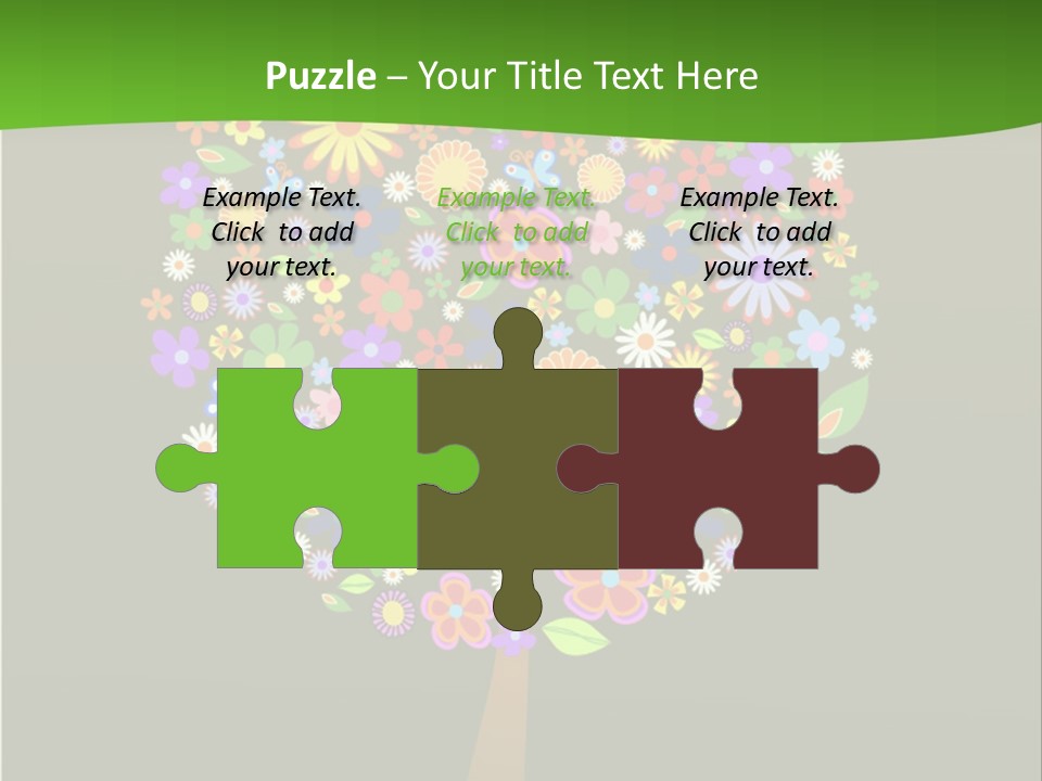 White Decoration Leaf PowerPoint Template