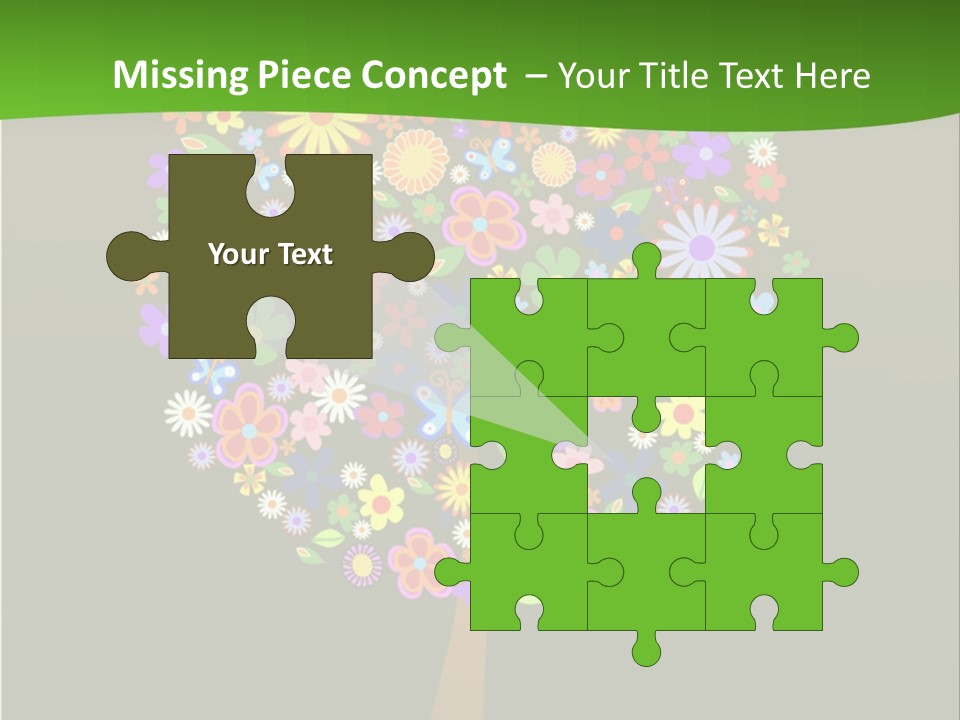 White Decoration Leaf PowerPoint Template