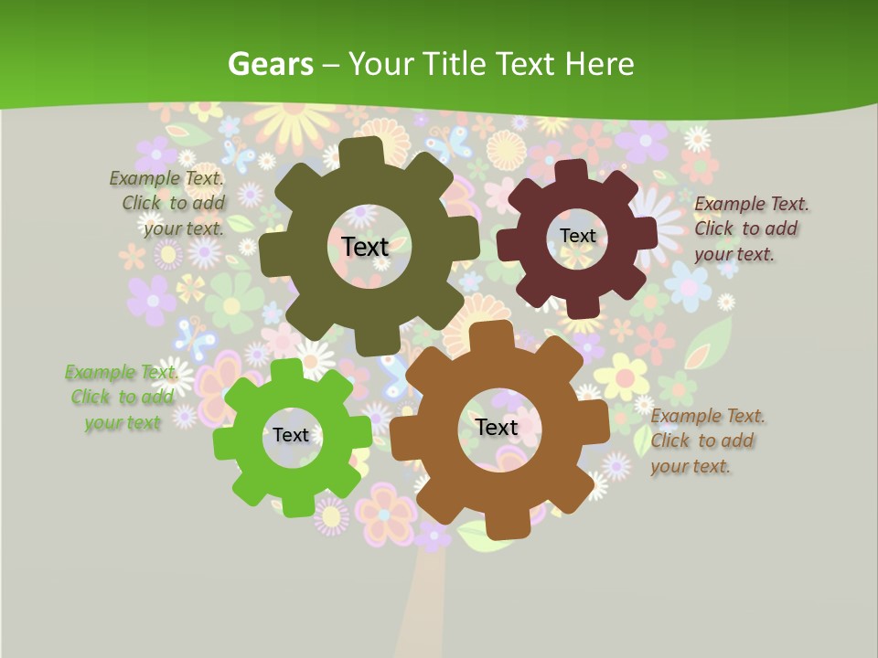 White Decoration Leaf PowerPoint Template