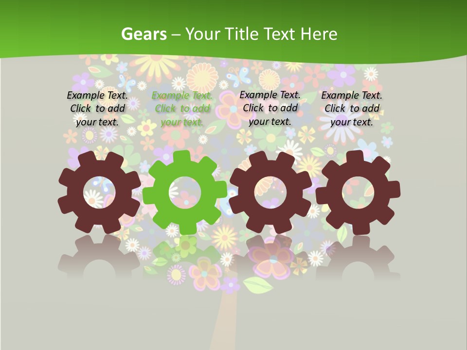 White Decoration Leaf PowerPoint Template