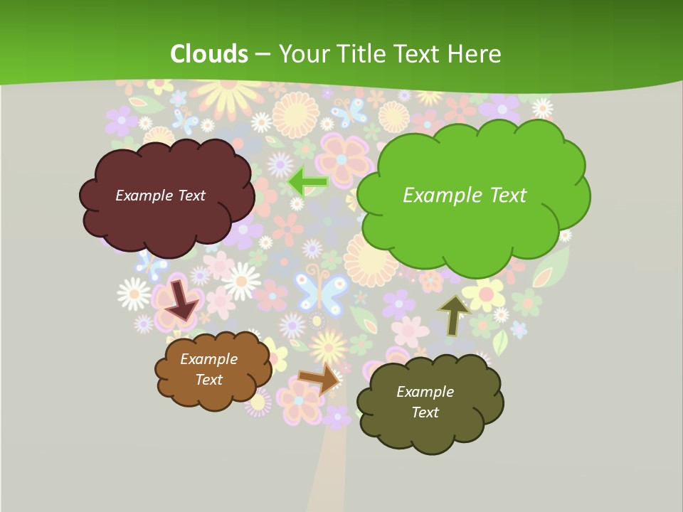 White Decoration Leaf PowerPoint Template