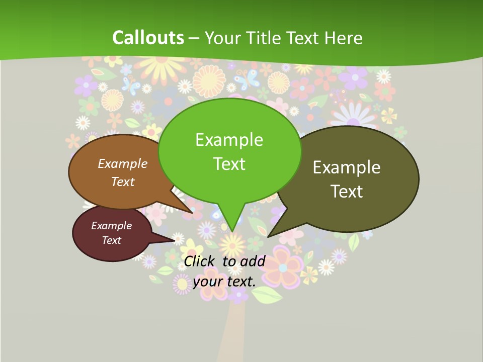 White Decoration Leaf PowerPoint Template