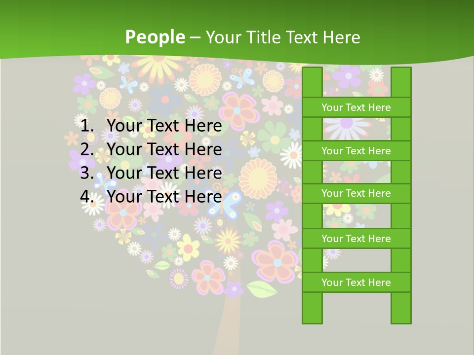 White Decoration Leaf PowerPoint Template