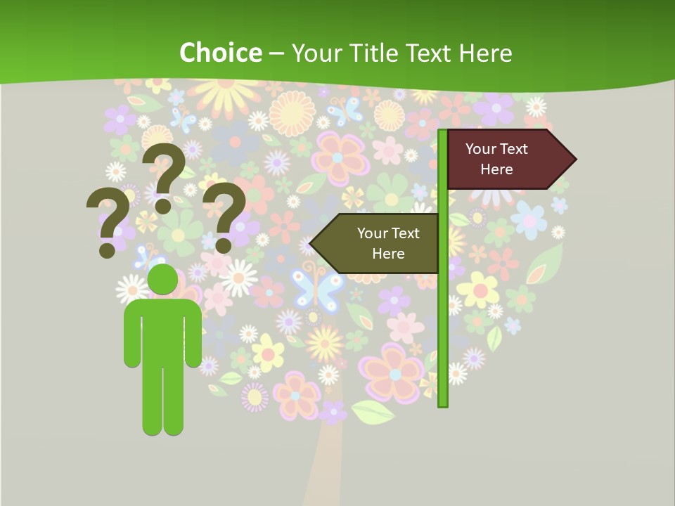 White Decoration Leaf PowerPoint Template