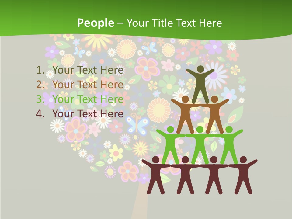 White Decoration Leaf PowerPoint Template