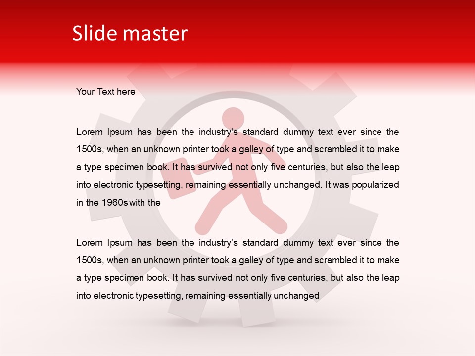 A Man Running Through A Gear Wheel With The Word Name Of Presentation On It PowerPoint Template