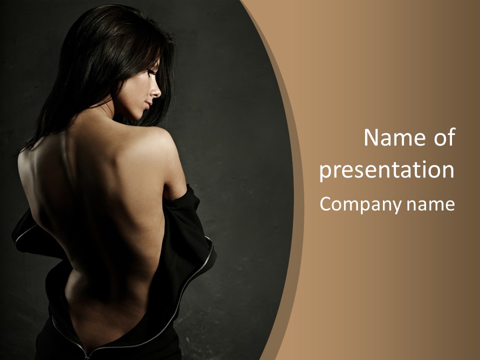A Woman In A Black Dress With Her Back Turned To The Camera PowerPoint Template