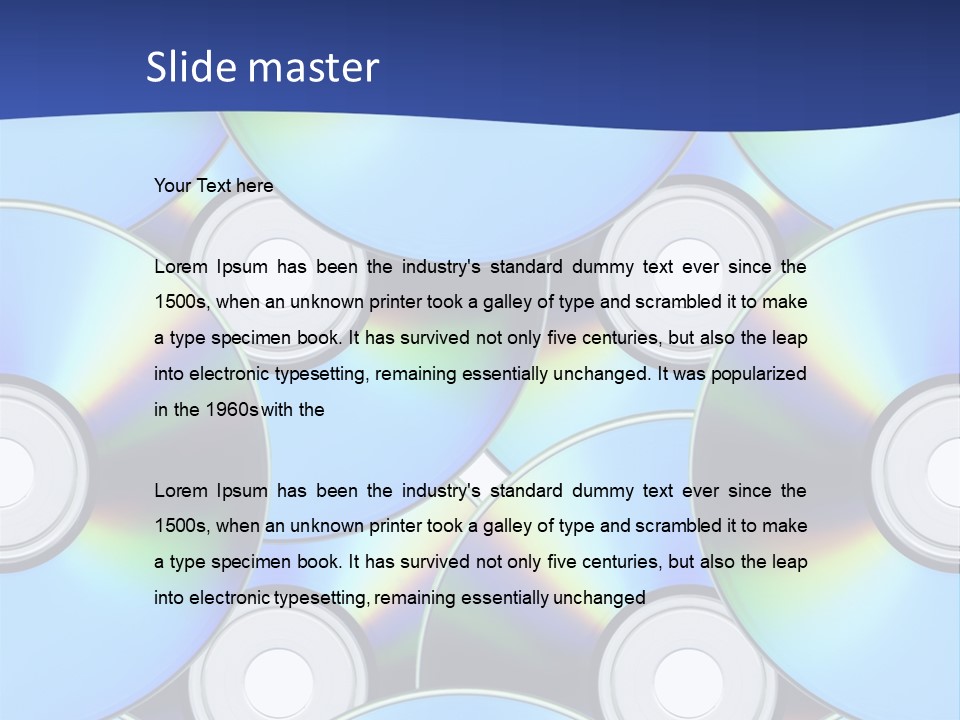 A Group Of Cds On A Blue Background PowerPoint Template