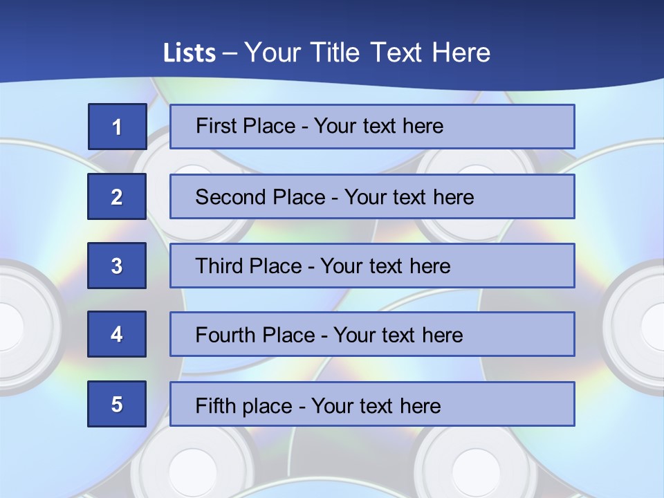 A Group Of Cds On A Blue Background PowerPoint Template