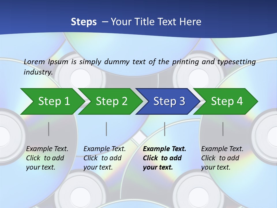A Group Of Cds On A Blue Background PowerPoint Template