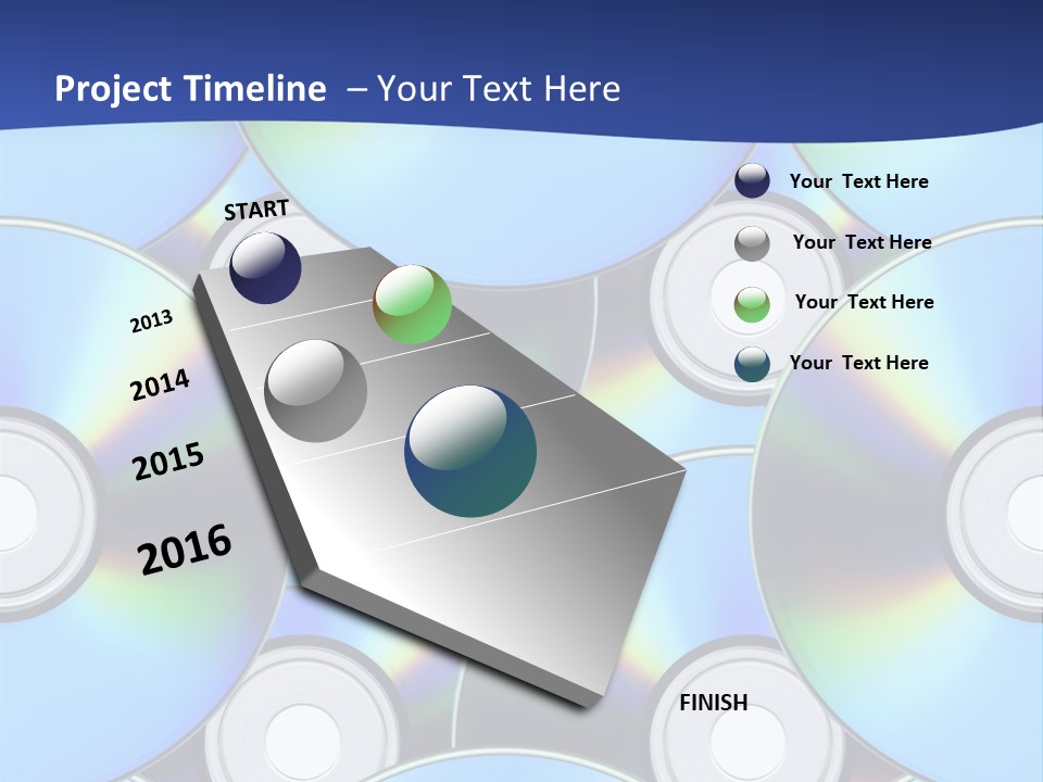 A Group Of Cds On A Blue Background PowerPoint Template