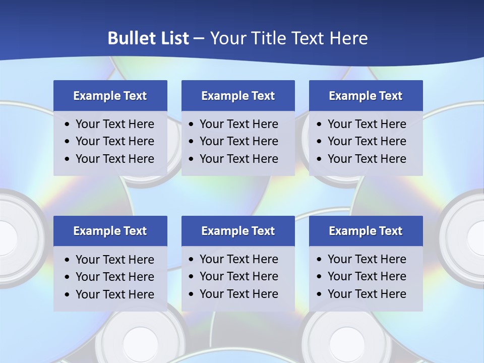 A Group Of Cds On A Blue Background PowerPoint Template