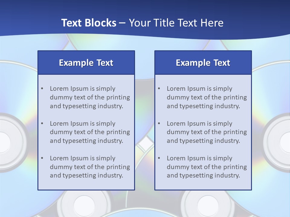 A Group Of Cds On A Blue Background PowerPoint Template