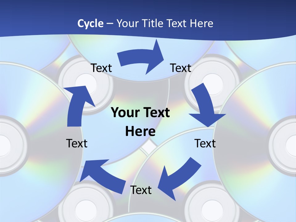 A Group Of Cds On A Blue Background PowerPoint Template