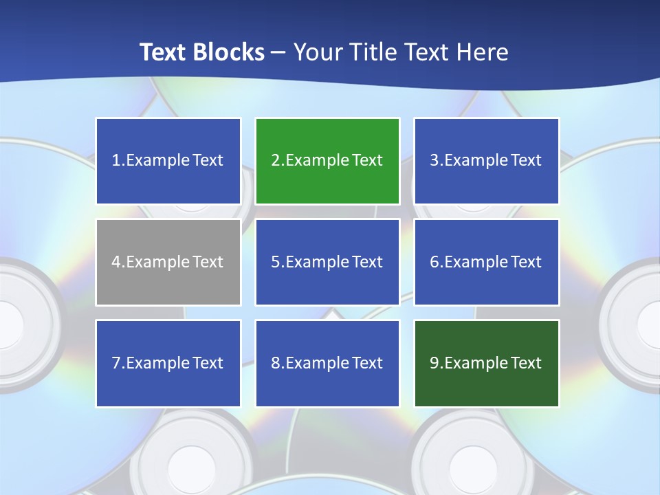 A Group Of Cds On A Blue Background PowerPoint Template