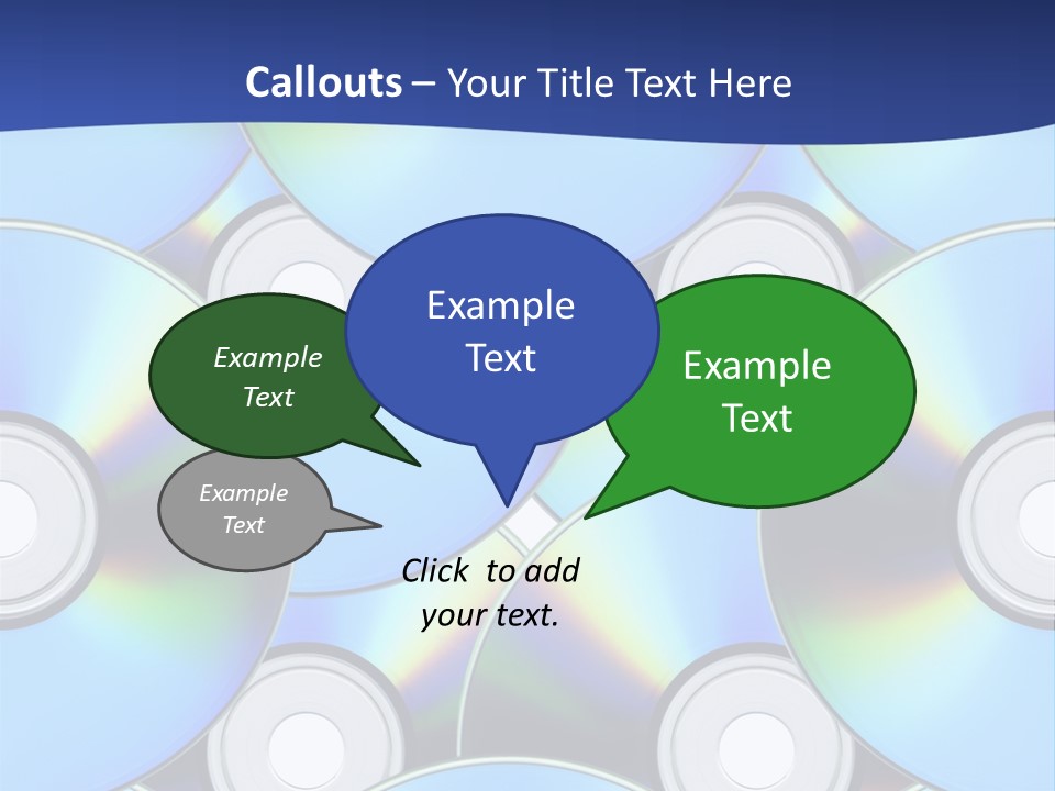 A Group Of Cds On A Blue Background PowerPoint Template
