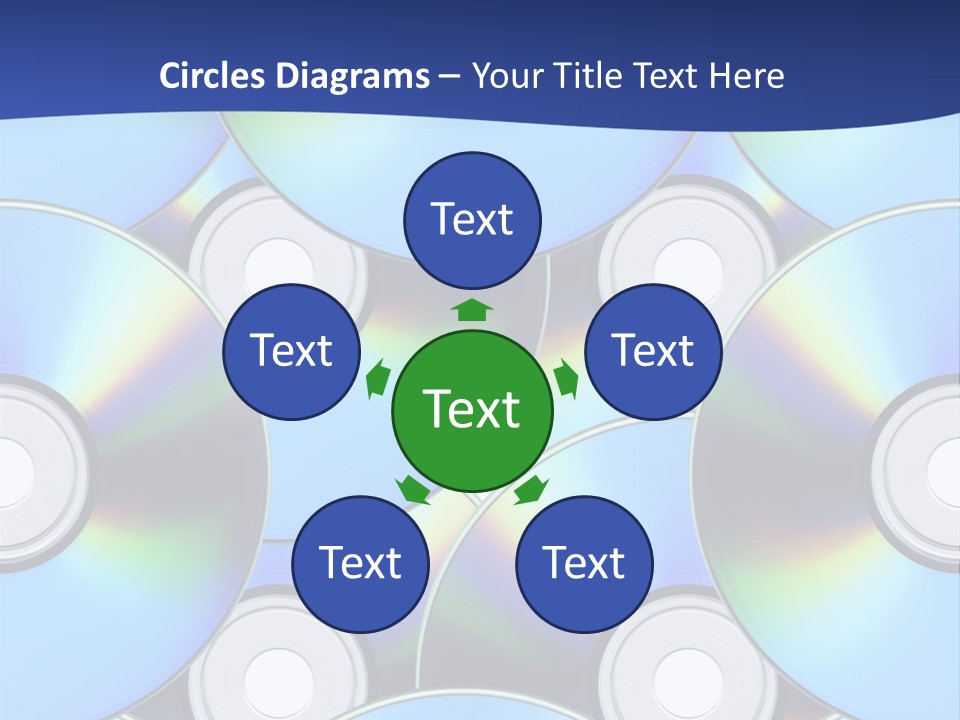 A Group Of Cds On A Blue Background PowerPoint Template