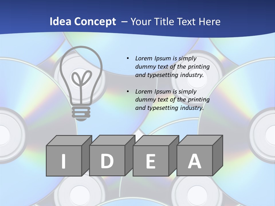A Group Of Cds On A Blue Background PowerPoint Template