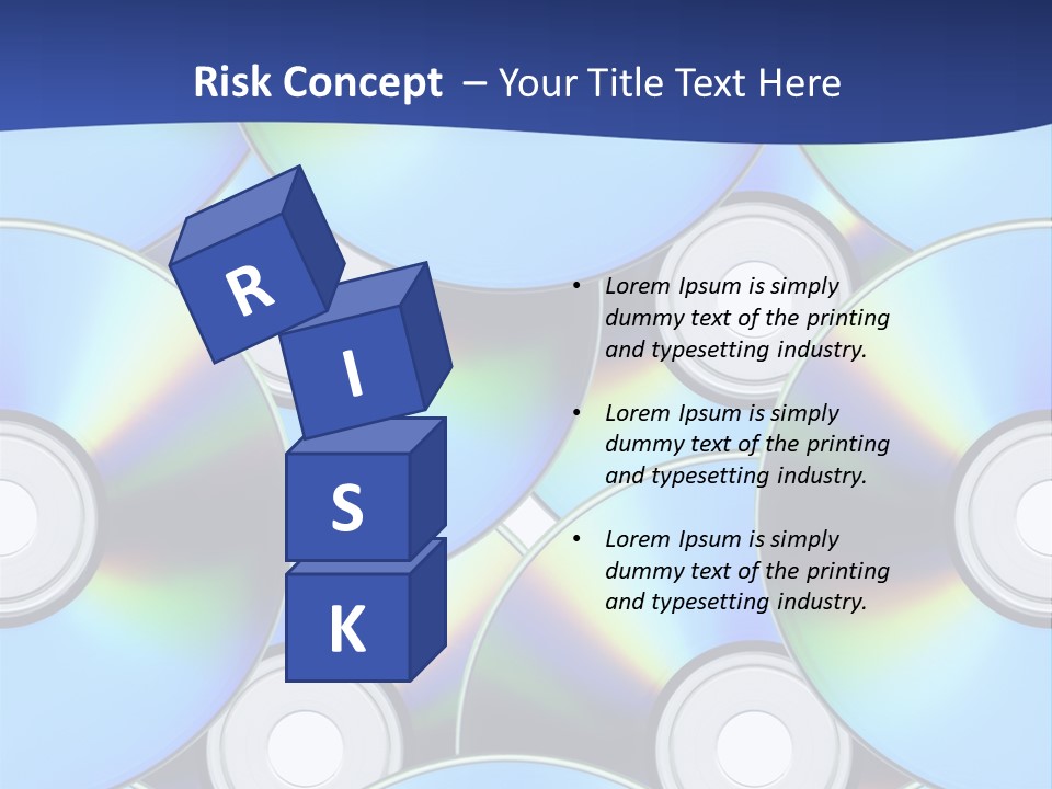 A Group Of Cds On A Blue Background PowerPoint Template
