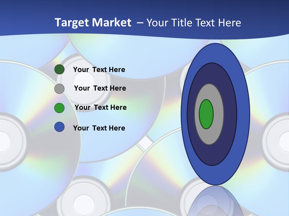 A Group Of Cds On A Blue Background PowerPoint Template