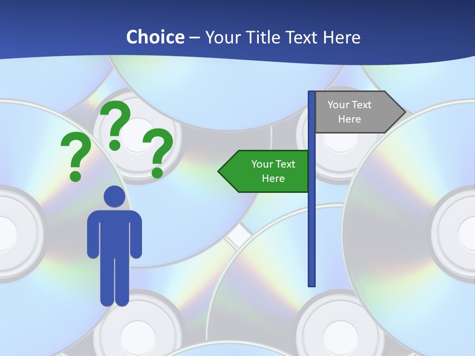 A Group Of Cds On A Blue Background PowerPoint Template