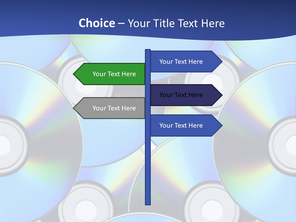 A Group Of Cds On A Blue Background PowerPoint Template