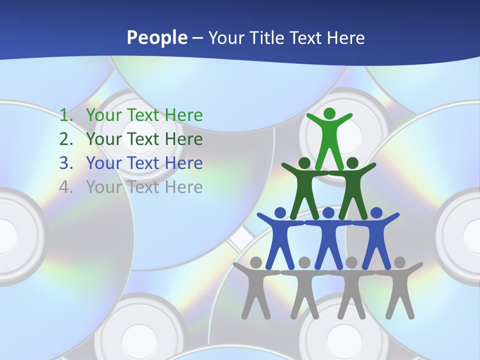 A Group Of Cds On A Blue Background PowerPoint Template