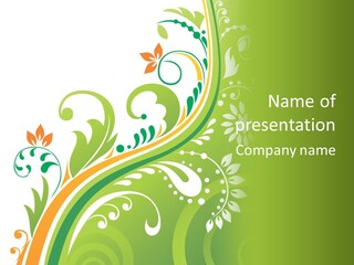 A Green And Orange Floral Powerpoint Presentation PowerPoint Template