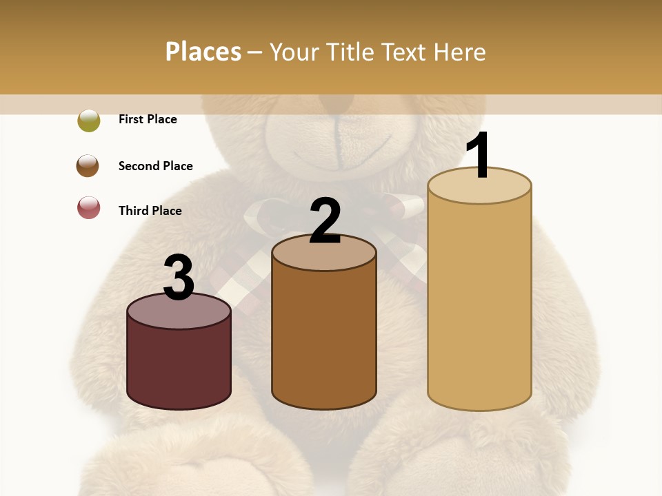 A Brown Teddy Bear With A Checkered Bow On It's Neck PowerPoint Template