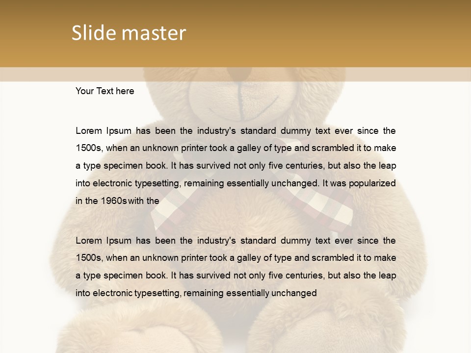 A Brown Teddy Bear With A Checkered Bow On It's Neck PowerPoint Template