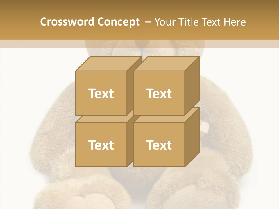 A Brown Teddy Bear With A Checkered Bow On It's Neck PowerPoint Template