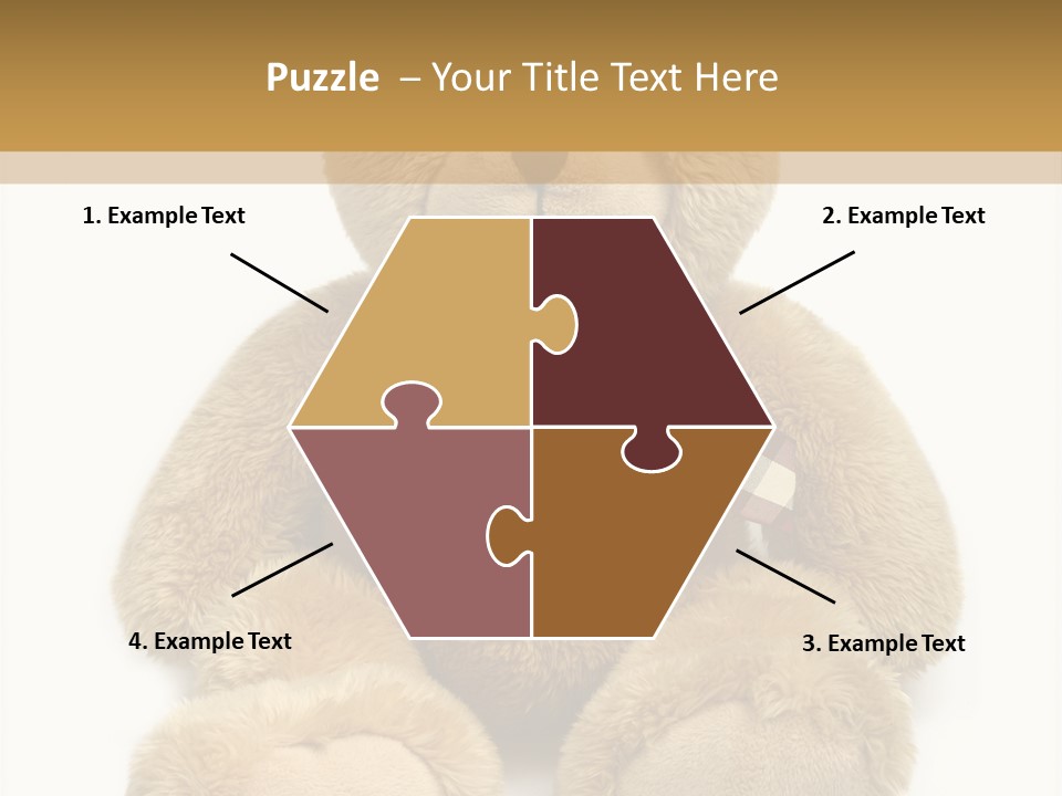 A Brown Teddy Bear With A Checkered Bow On It's Neck PowerPoint Template
