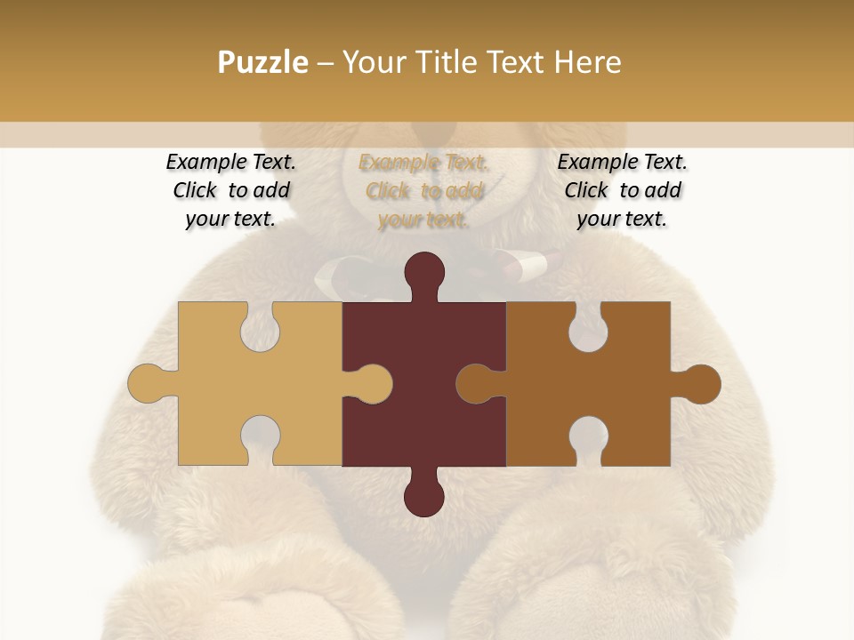 A Brown Teddy Bear With A Checkered Bow On It's Neck PowerPoint Template
