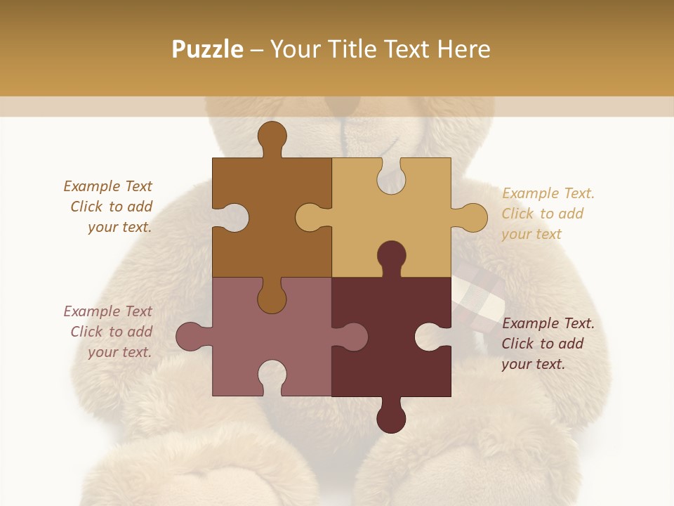 A Brown Teddy Bear With A Checkered Bow On It's Neck PowerPoint Template