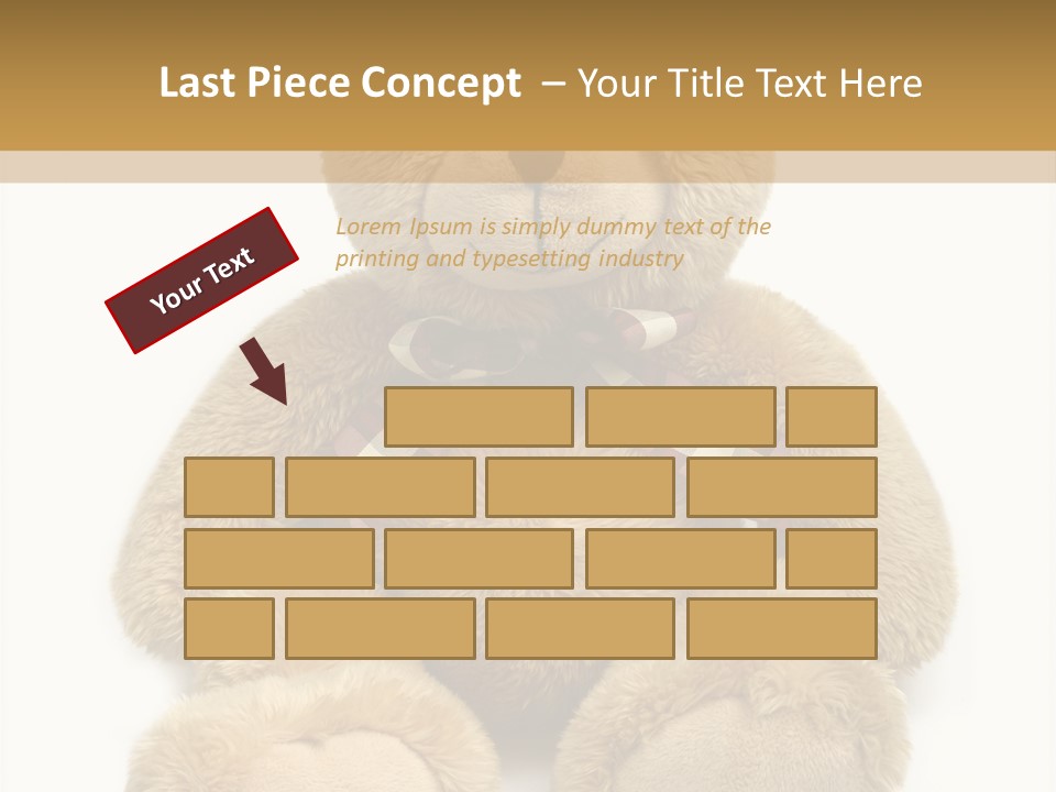A Brown Teddy Bear With A Checkered Bow On It's Neck PowerPoint Template