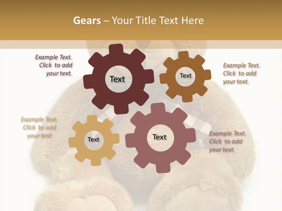 A Brown Teddy Bear With A Checkered Bow On It's Neck PowerPoint Template