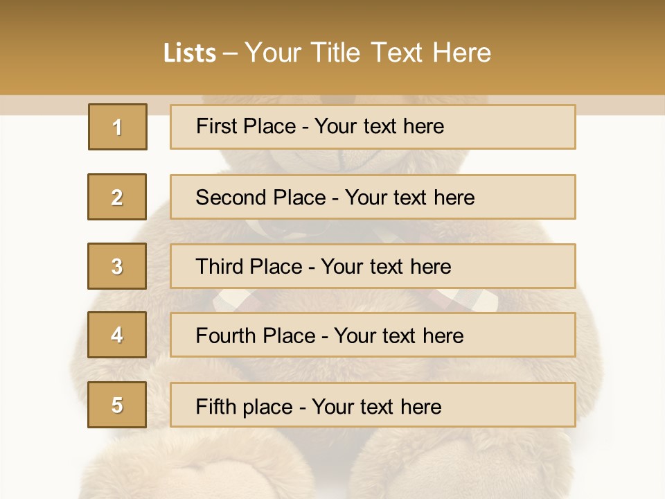 A Brown Teddy Bear With A Checkered Bow On It's Neck PowerPoint Template