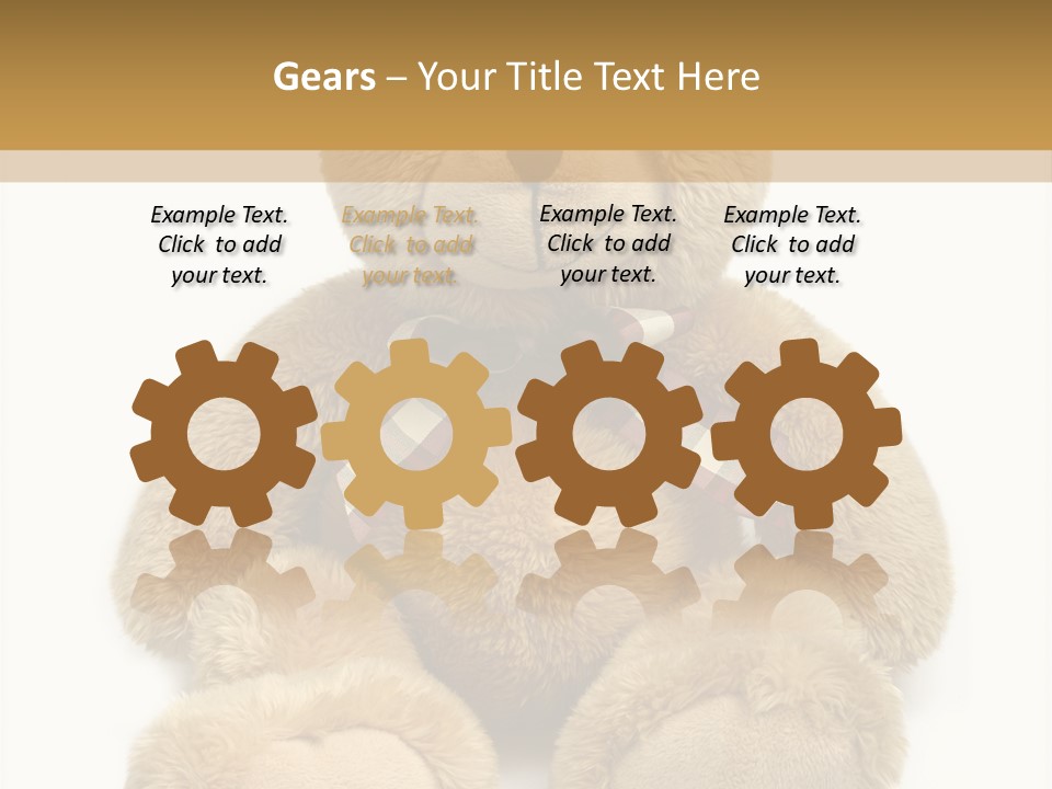 A Brown Teddy Bear With A Checkered Bow On It's Neck PowerPoint Template