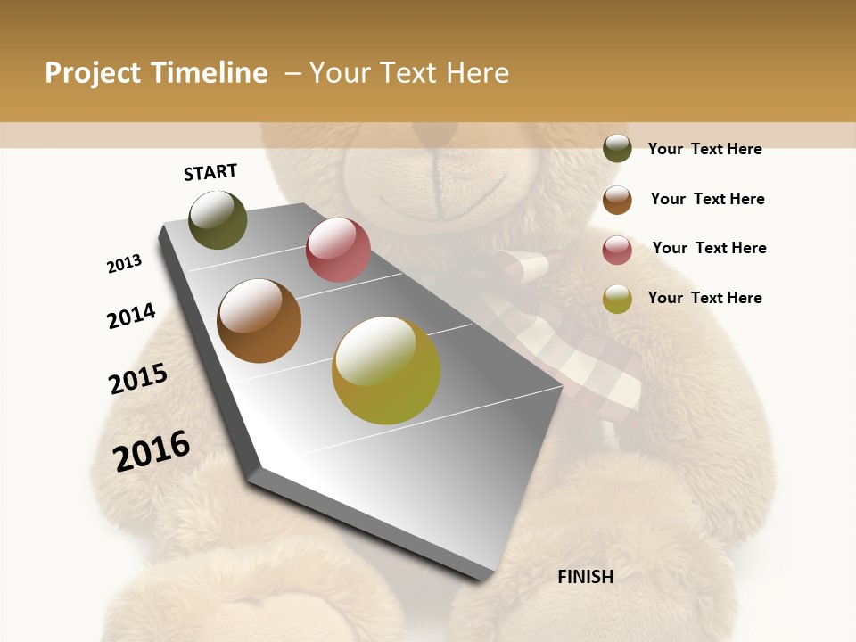 A Brown Teddy Bear With A Checkered Bow On It's Neck PowerPoint Template