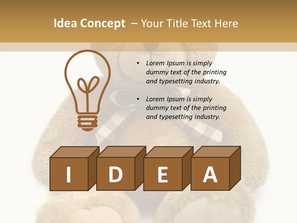 A Brown Teddy Bear With A Checkered Bow On It's Neck PowerPoint Template